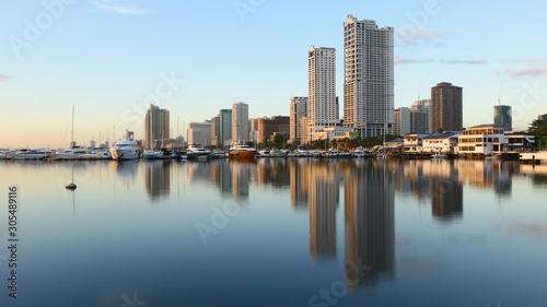 The beautiful skyline of Manila bay at sunset  The Philippines