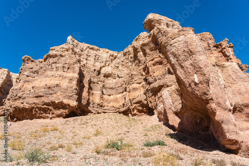 Road through gorge and valley of stones. Charyn canyon. Kazakhstan