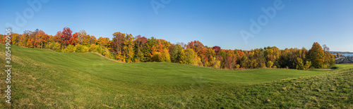 autumn panorama on golf course