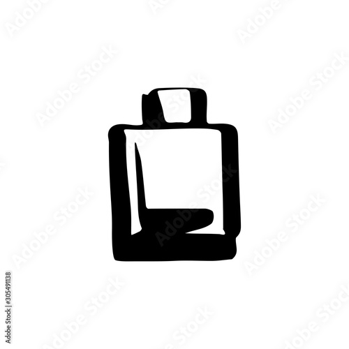 Perfume fragrance bottle sketch on white background