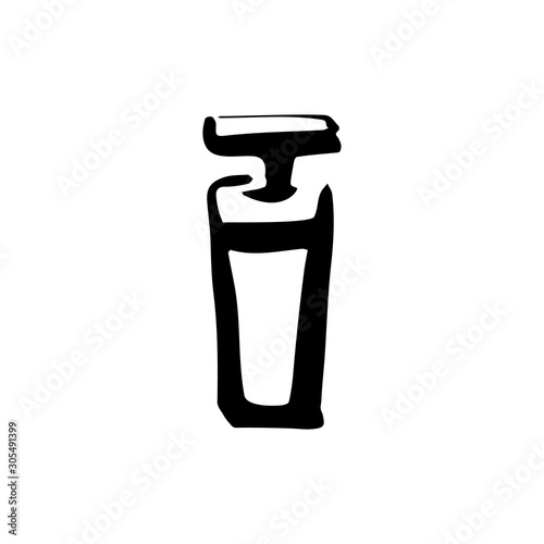 Perfume fragrance bottle sketch on white background