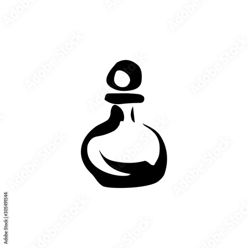 Perfume fragrance bottle sketch on white background