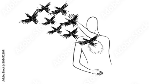 Dark feelings taken away cartoon animation loop