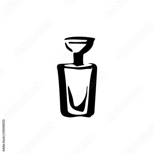 Perfume fragrance bottle sketch on white background