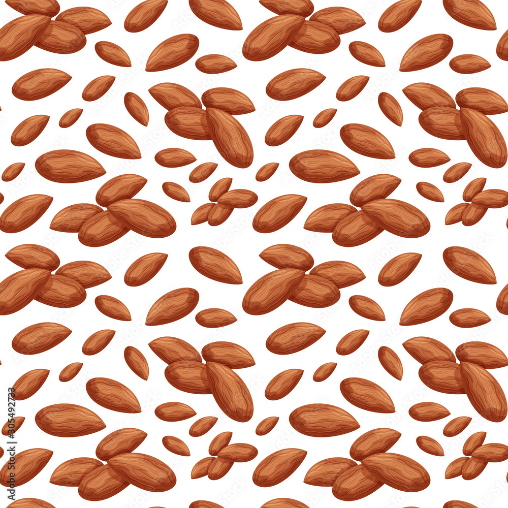Almonds vector seamless pattern, cartoon style design. Almonds vector seamless pattern, cartoon style design.