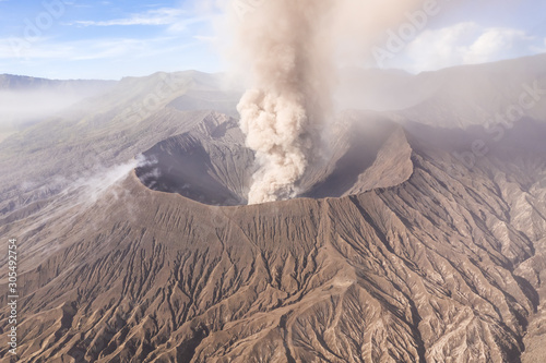 Aerial view of phreatic eruptions at Gn. Batok vulcan, Indonesia. photo