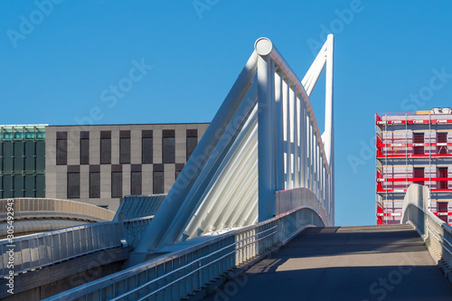 Obraz na płótnie New modern Nordenga pedestrian and bicycle bridge in Oslo, Norway w salonie