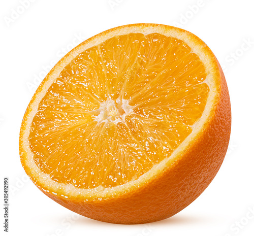 Orange fruit cut in half