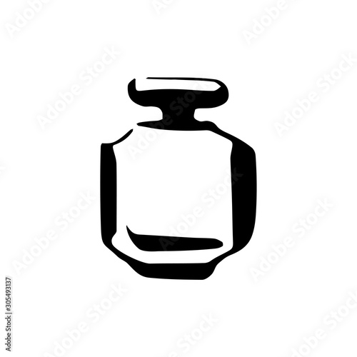 Perfume fragrance bottle sketch on white background