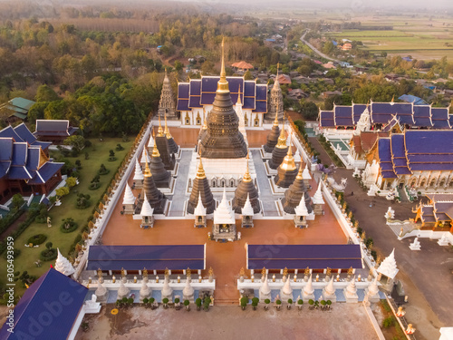 Aerial view of Wat Ban Den temple complex near Chiang Mai in Thailand. photo