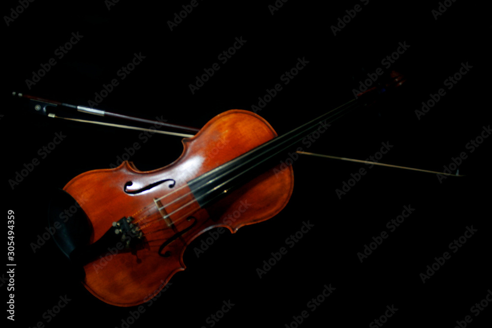 Instrument Violin on black background Instrument Violin on black background