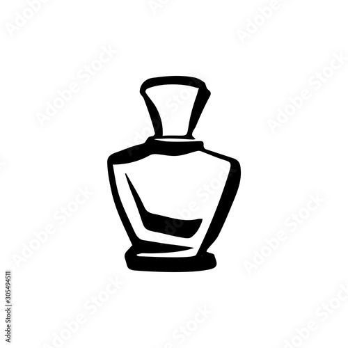 Perfume fragrance bottle sketch on white background