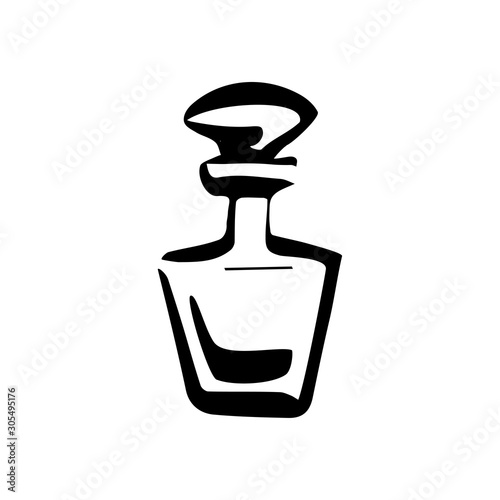 Perfume fragrance bottle sketch on white background