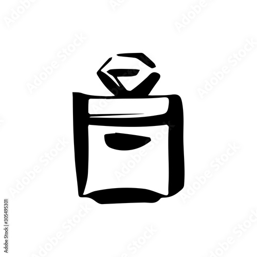 Perfume fragrance bottle sketch on white background