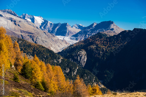 Switzerland, Aletschglacier in Fall