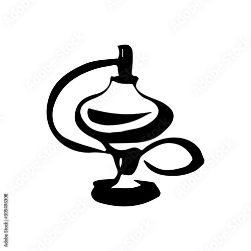 Perfume fragrance bottle sketch on white background