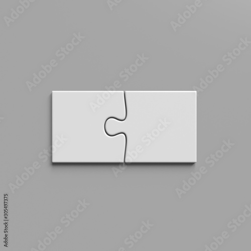 Two pieces of puzzle template. 3d illustration