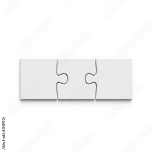 Easy puzzle template. 3 pieces. 3d illustration Stock-Foto | Adobe Stock