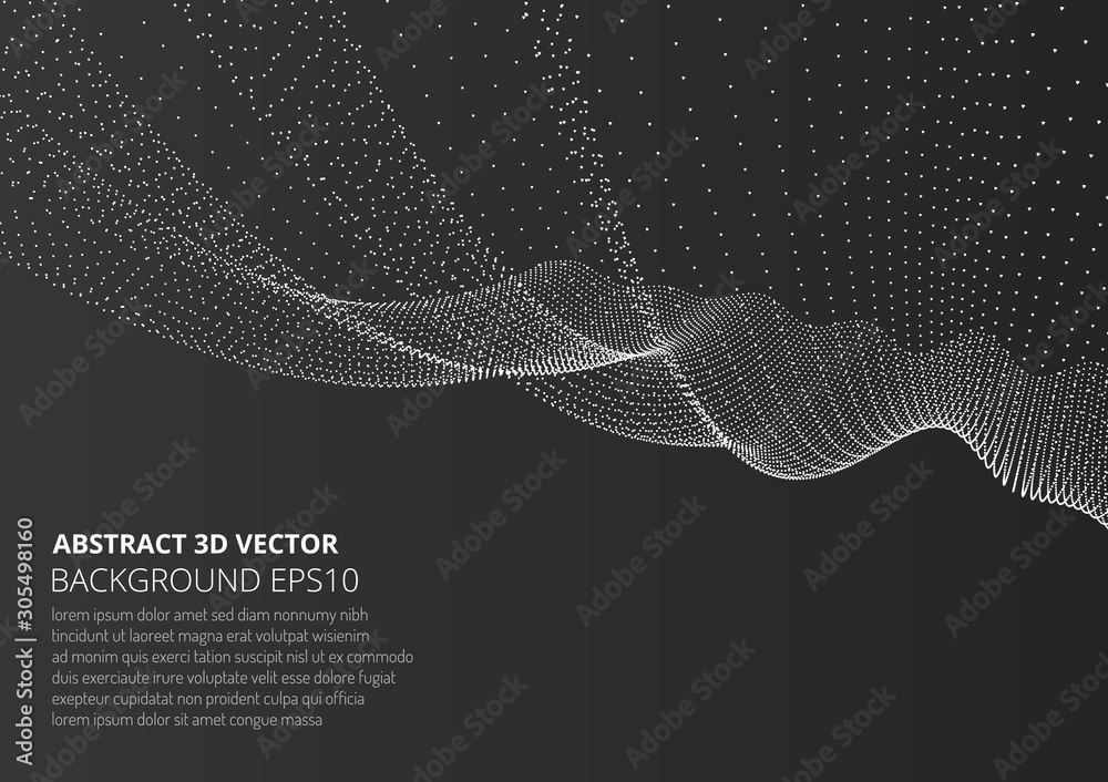 Abstract background with many particles. Optical illusion of movement.
