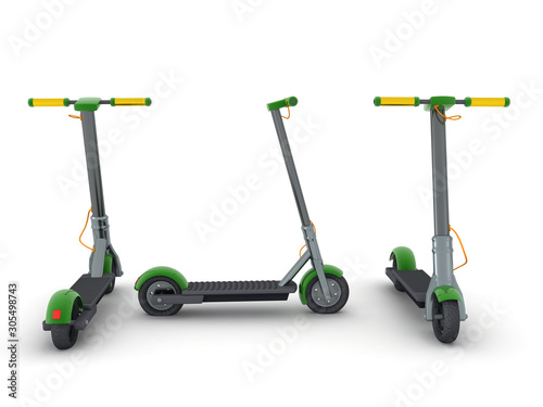 3D Rendering of scooter seen from different angles