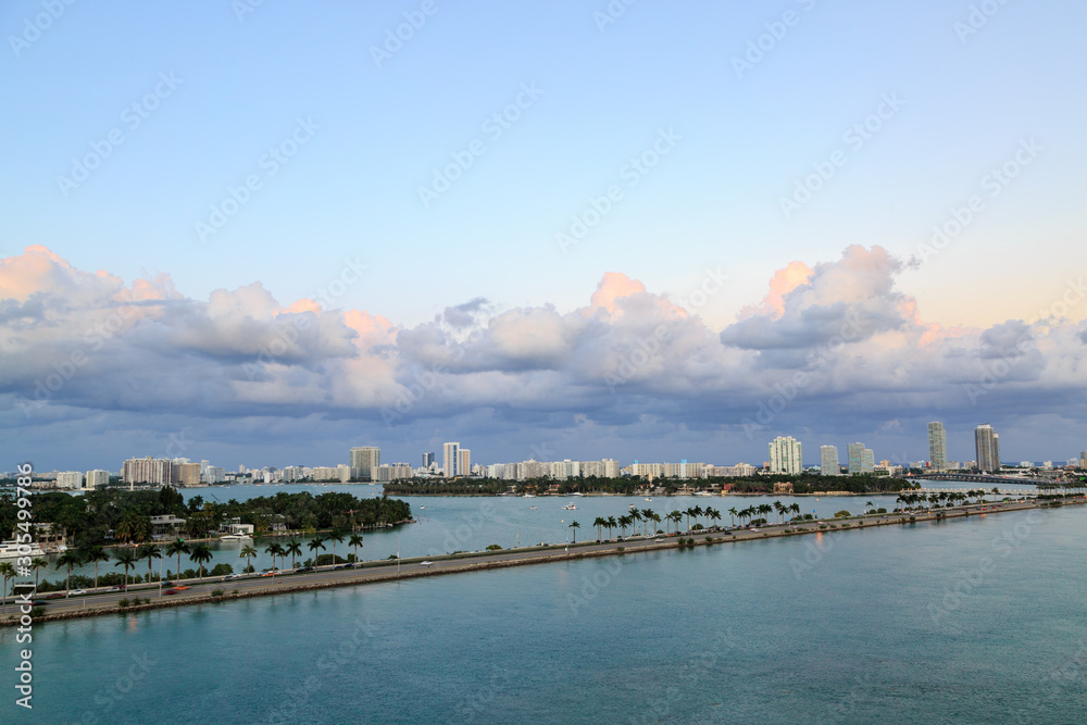 Miami town from fort lauderdale port in Miami, FL, USA Miami town from fort lauderdale port in Miami, FL, USA