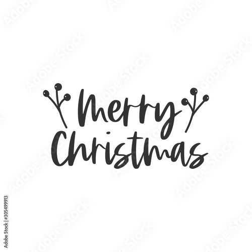 Merry Christmas black hand written lettering phrase