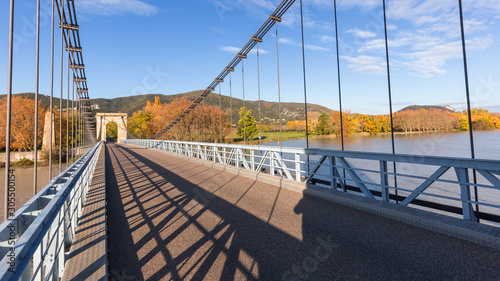 The Robinet bridge, Donzere, suspension bridge over the Rhône
