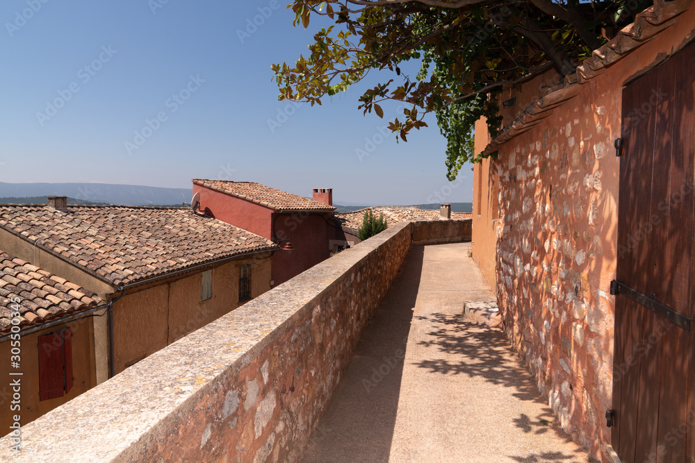Roussillon village street view roof in south east france