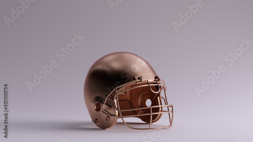 Bronze American Football Helmet 3d illustration 3d render 