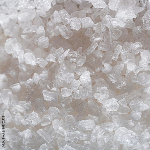 Pure crystals of sea salt. Food product. Macro
