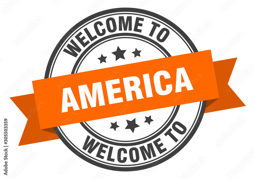Obraz premium America stamp. welcome to America orange sign