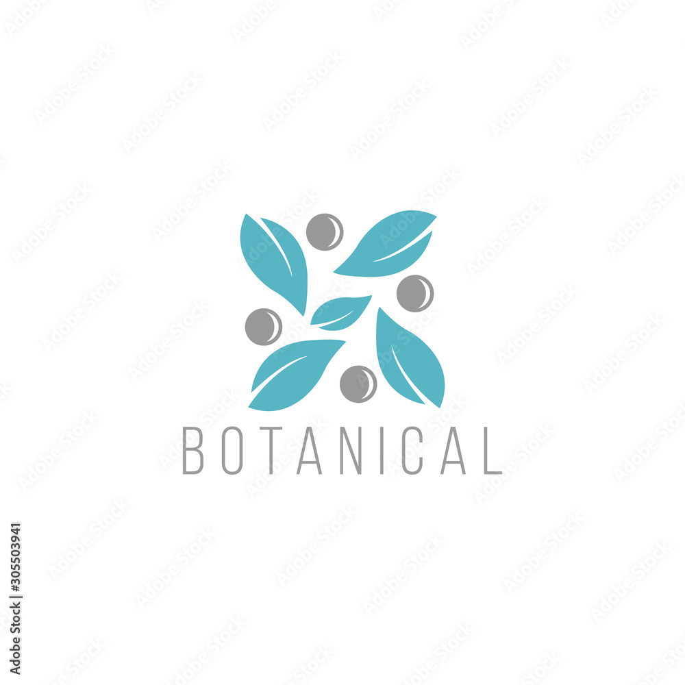 Botanical Logo Template elegant, hand drawn, leaf, simple, wedding, spa and beauty salon, boutique, organic shop