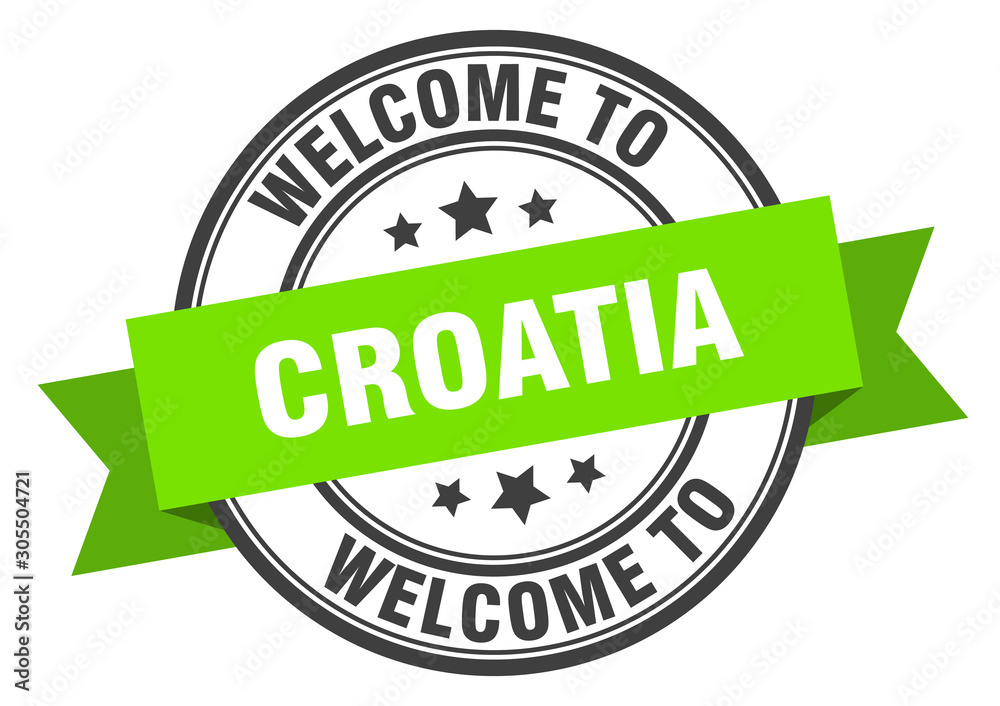 Croatia stamp. welcome to Croatia green sign Croatia stamp. welcome to Croatia green sign