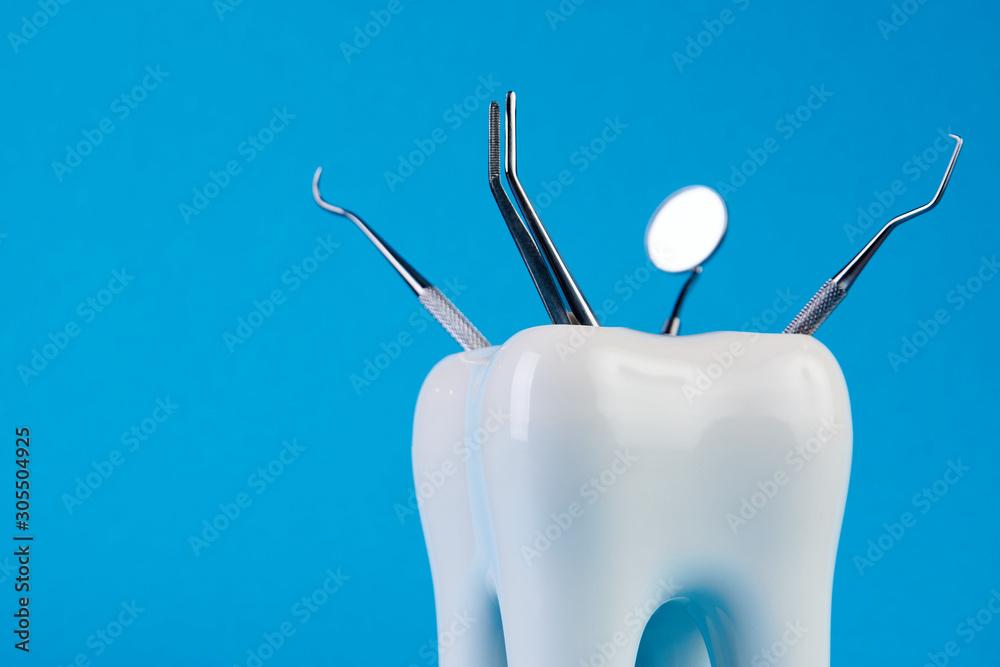 Dental tooth model with metal medical dentistry equipment Dental tooth model with metal medical dentistry equipment