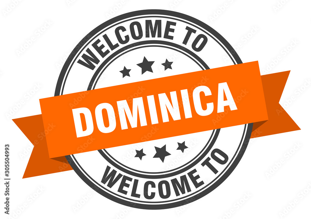 Fototapeta premium Dominica stamp. welcome to Dominica orange sign