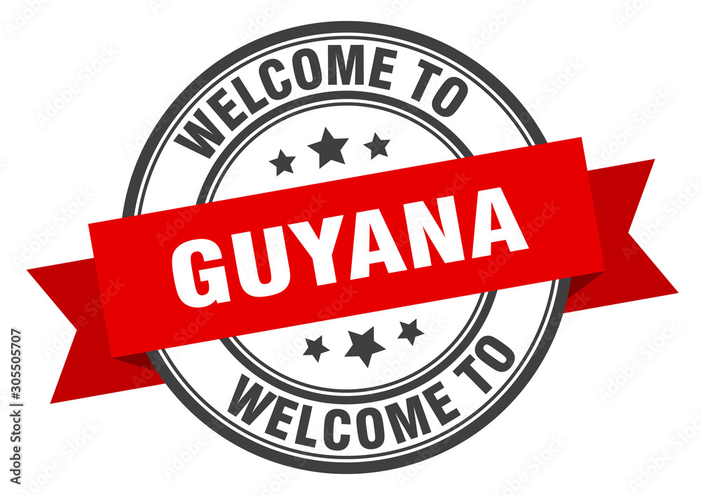 Fototapeta premium Guyana stamp. welcome to Guyana red sign