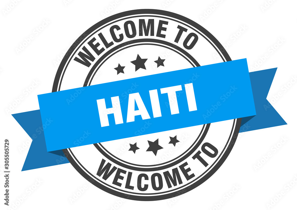 Fototapeta premium Haiti stamp. welcome to Haiti blue sign