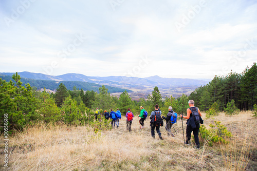 Group of People Hiking in Nature © mitarart