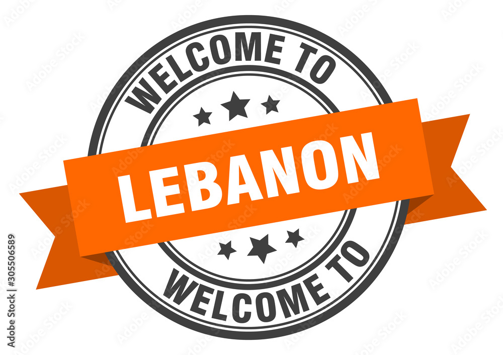 Fototapeta premium Lebanon stamp. welcome to Lebanon orange sign