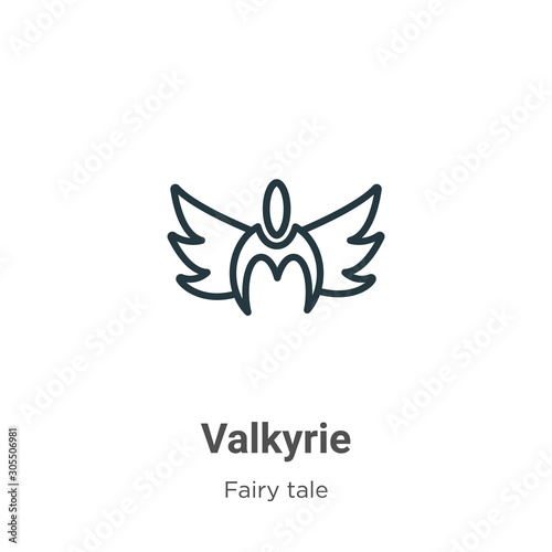 Valkyrie outline vector icon. Thin line black valkyrie icon, flat vector simple element illustration from editable fairy tale concept isolated on white background