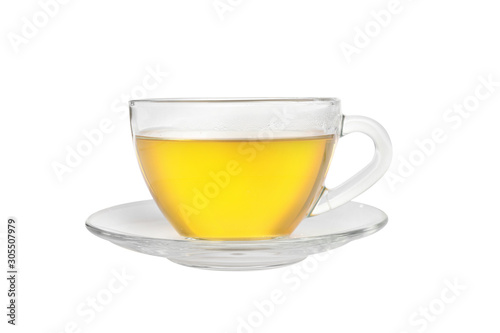 Cup of green tea isolated on white