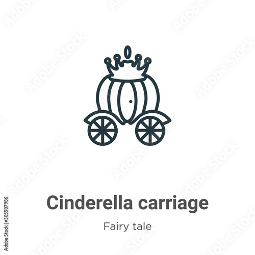 Cinderella carriage outline vector icon. Thin line black cinderella carriage icon, flat vector simple element illustration from editable fairy tale concept isolated on white background
