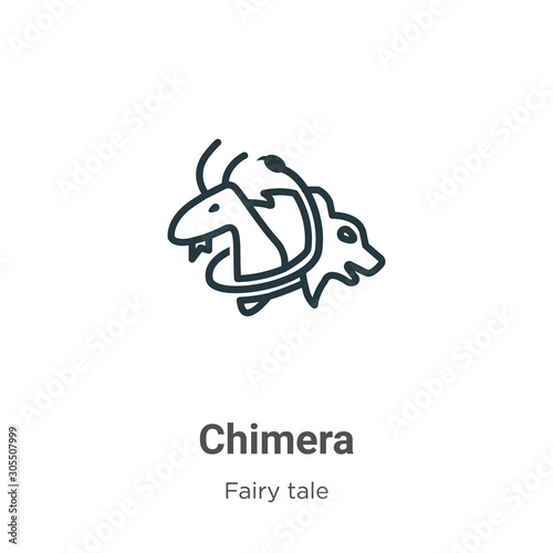 Chimera outline vector icon. Thin line black chimera icon, flat vector simple element illustration from editable fairy tale concept isolated on white background