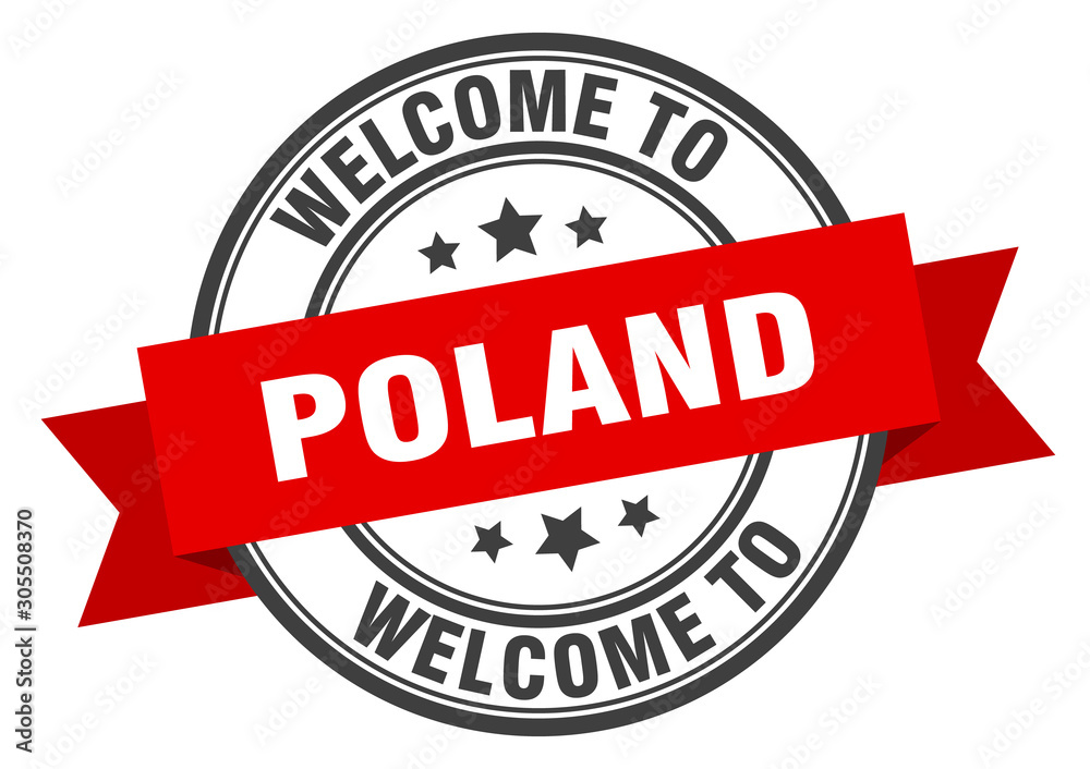 Fototapeta premium Poland stamp. welcome to Poland red sign