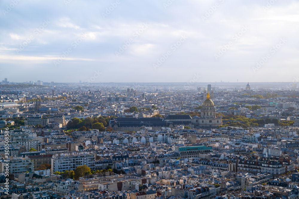 France, Paris cityscape on sunny summer day