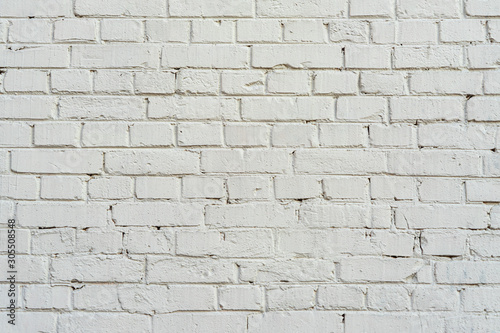 Wall texture of old white rough brick. Grunge surface background. Vintage brickwall.