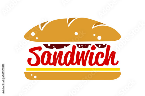 Obraz na płótnie Sandwich logo vector graphic baguette w salonie