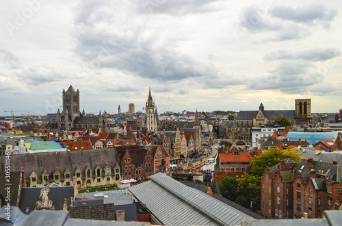 Beautiful View of the City of Ghent from the Top of its Castle