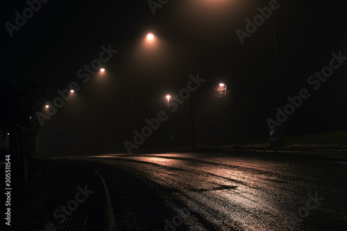 road in the night, sverige, stockholm, nacka