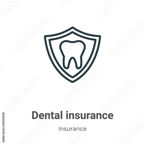 Dental insurance outline vector icon. Thin line black dental insurance icon, flat vector simple element illustration from editable insurance concept isolated on white background